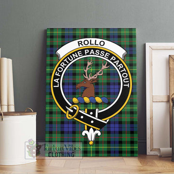 Rollo Modern Tartan Canvas Print Wall Art with Family Crest