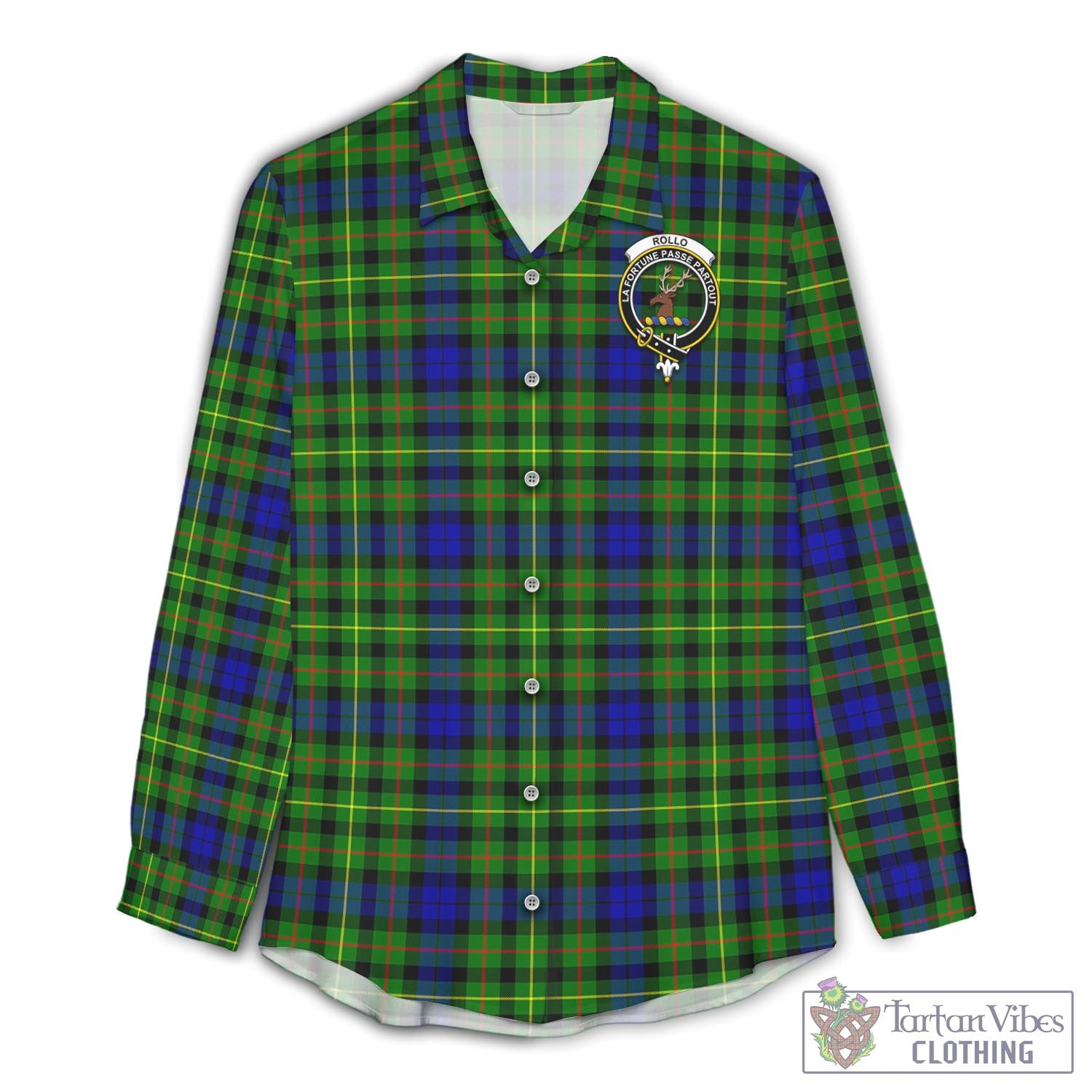 Tartan Vibes Clothing Rollo Modern Tartan Womens Casual Shirt with Family Crest