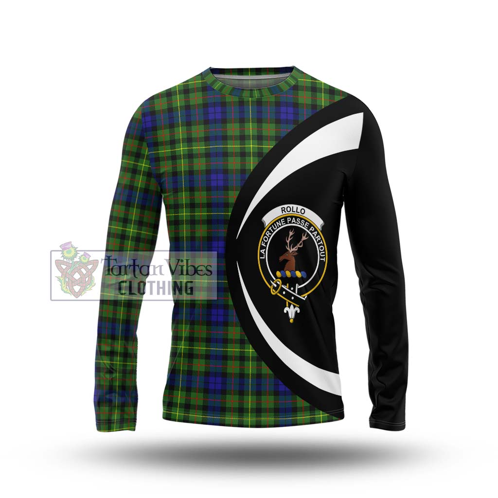 Rollo Modern Tartan Long Sleeve T-Shirt with Family Crest Circle Style Unisex - Tartan Vibes Clothing