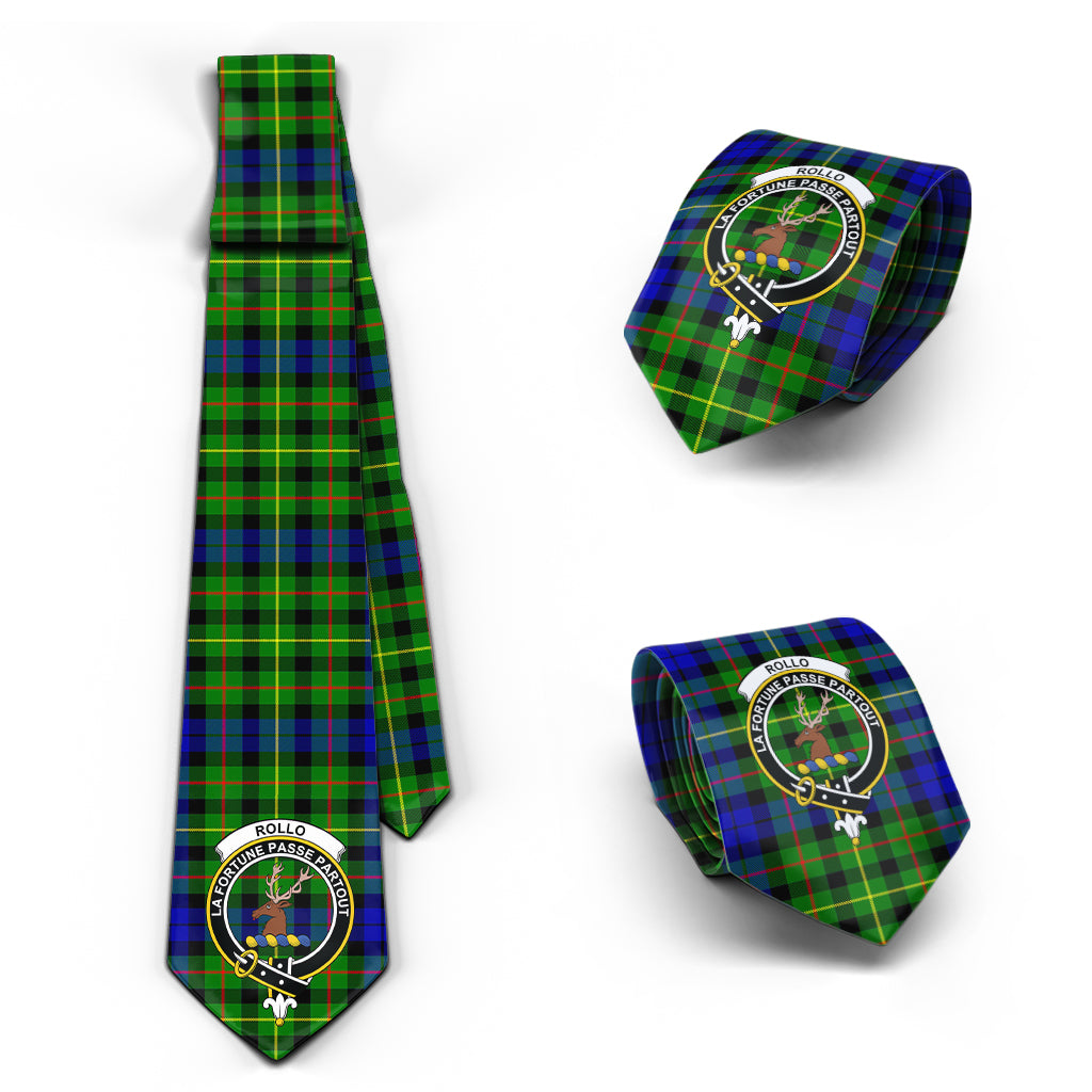 Rollo Modern Tartan Classic Necktie with Family Crest Necktie One Size - Tartan Vibes Clothing