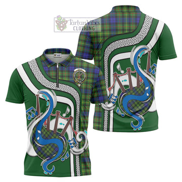 Rollo Modern Tartan Zipper Polo Shirt with Epic Bagpipe Style