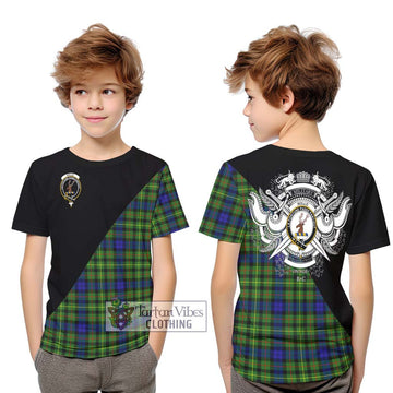 Rollo Modern Tartan Kid T-Shirt with Family Crest and Military Logo Style