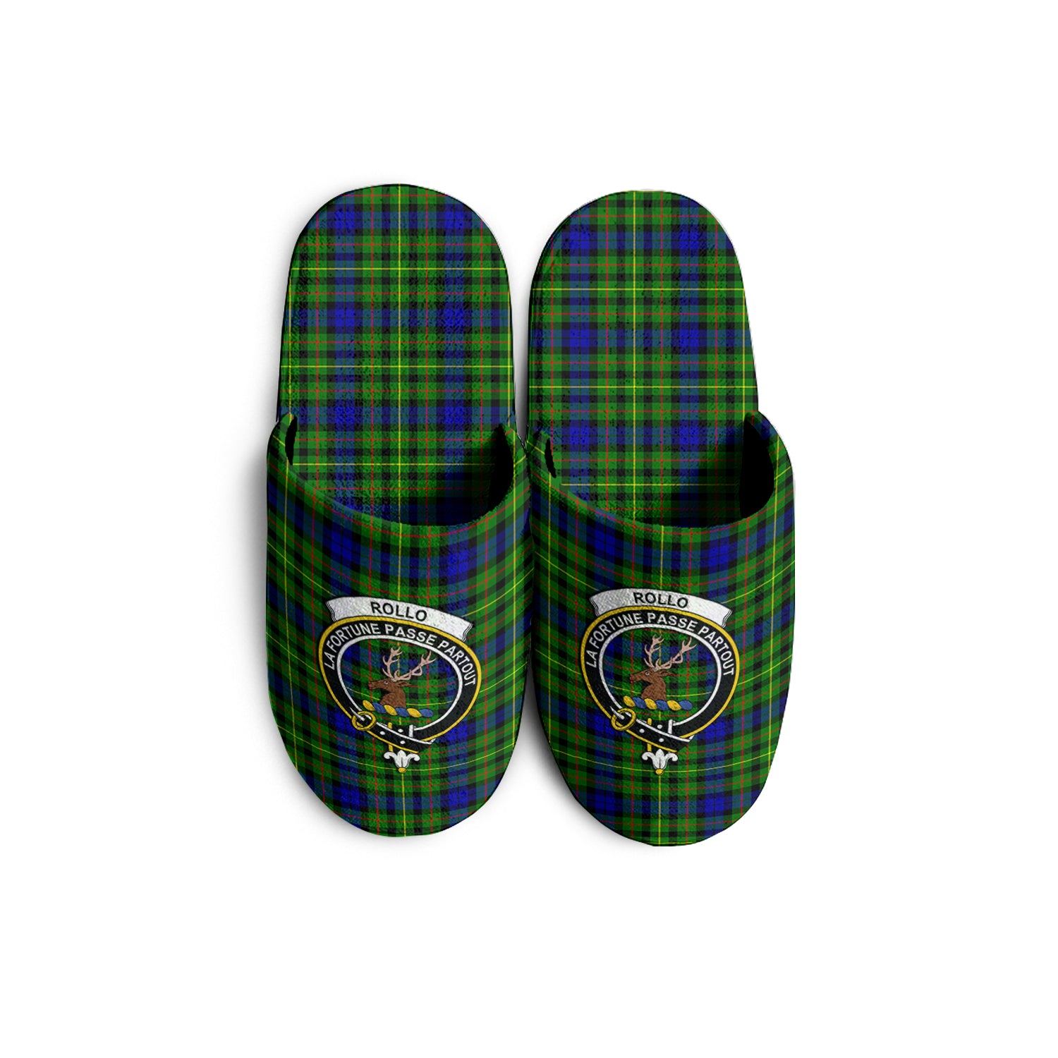 Rollo Modern Tartan Home Slippers with Family Crest - Tartanvibesclothing Shop