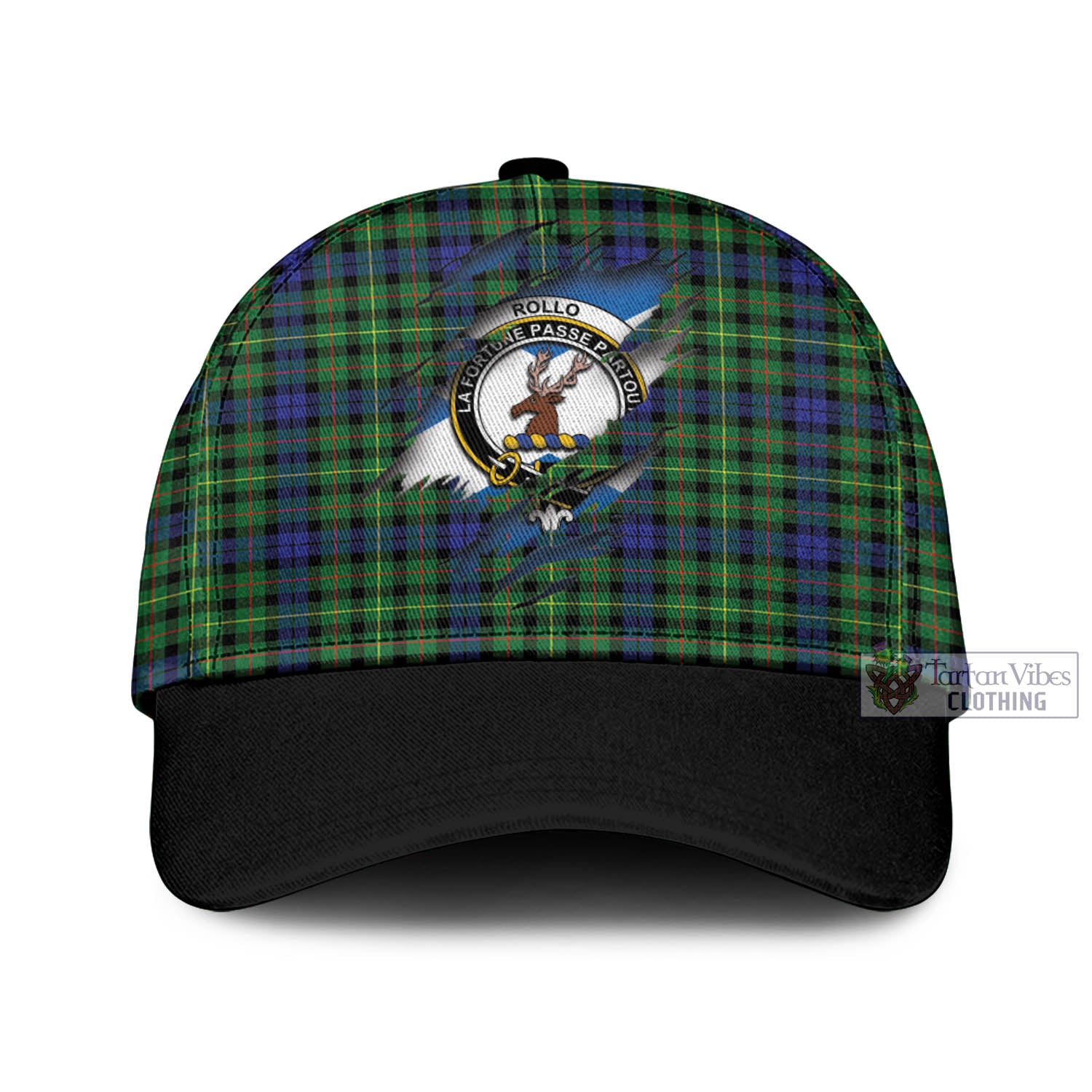 Tartan Vibes Clothing Rollo Modern Tartan Classic Cap with Family Crest In Me Style