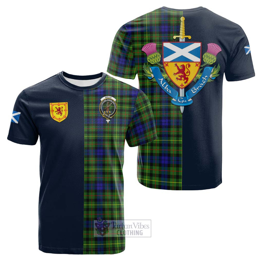 Tartan Vibes Clothing Rollo Modern Tartan Cotton T-shirt with Scottish Lion Royal Arm Half Style