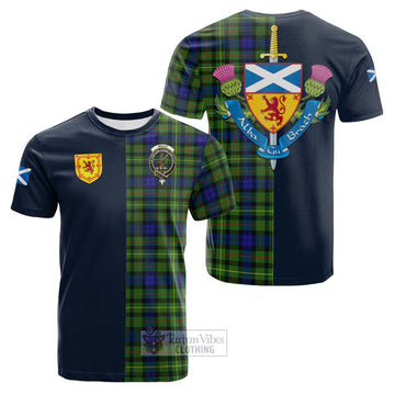 Rollo Modern Tartan Cotton T-shirt Alba with Scottish Lion Royal Arm Half Style