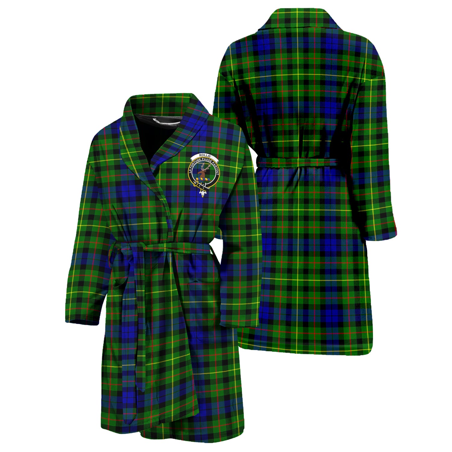 Rollo Modern Tartan Bathrobe with Family Crest Unisex S - Tartan Vibes Clothing