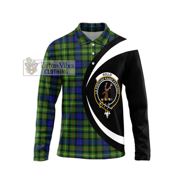 Rollo Modern Tartan Long Sleeve Polo Shirt with Family Crest Circle Style