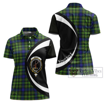 Rollo Modern Tartan Women's Polo Shirt with Family Crest Circle Style