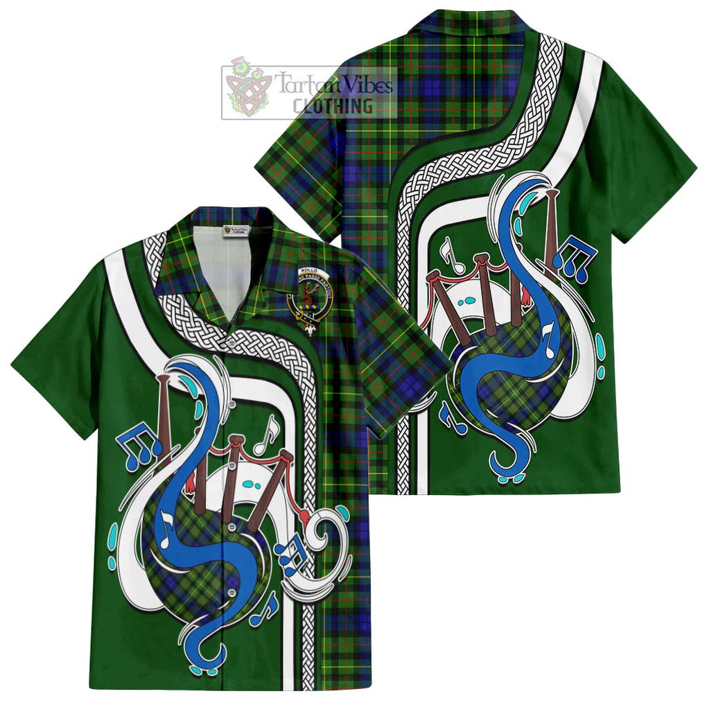 Rollo Modern Tartan Short Sleeve Button Shirt with Epic Bagpipe Style Kid - Tartanvibesclothing Shop