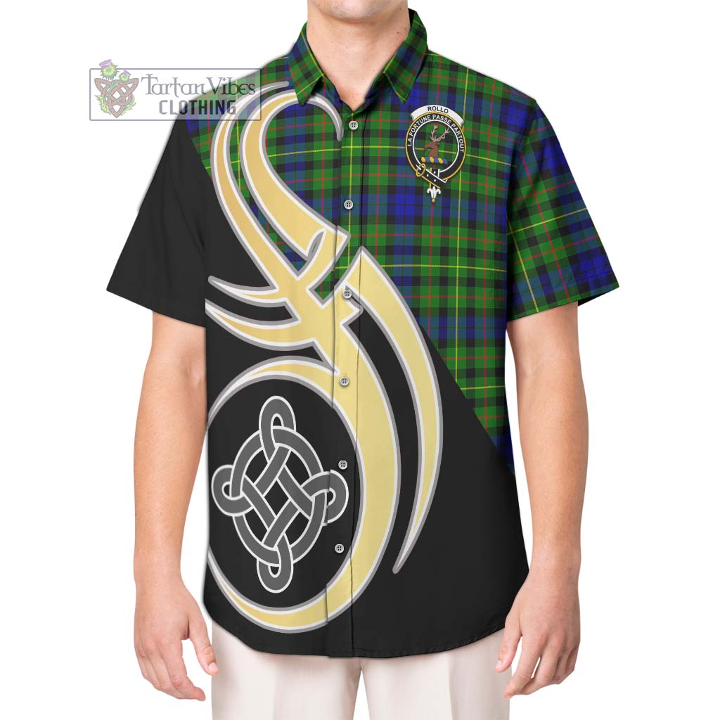 Rollo Modern Tartan Short Sleeve Button Shirt with Family Crest and Celtic Symbol Style Kid - Tartan Vibes Clothing