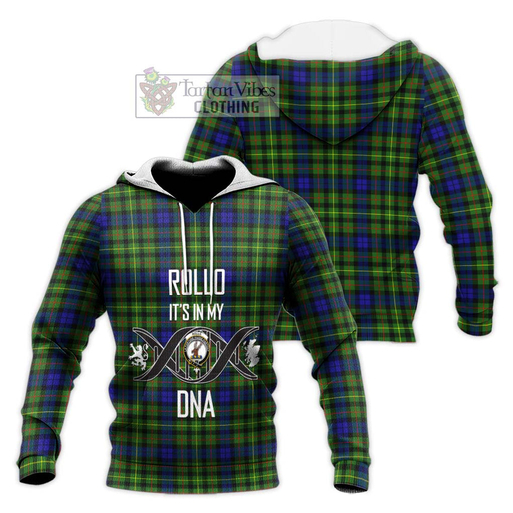 Rollo Modern Tartan Knitted Hoodie with Family Crest DNA In Me Style Unisex Knitted Pullover Hoodie - Tartanvibesclothing Shop