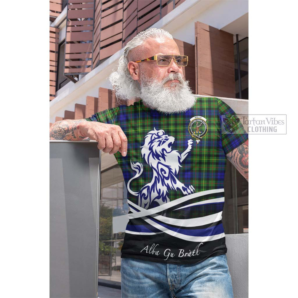 Tartan Vibes Clothing Rollo Modern Tartan Cotton T-shirt with Alba Gu Brath Regal Lion Emblem