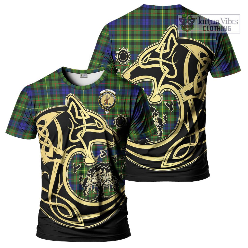 Rollo Modern Tartan T-Shirt with Family Crest Celtic Wolf Style Kid's Shirt - Tartan Vibes Clothing