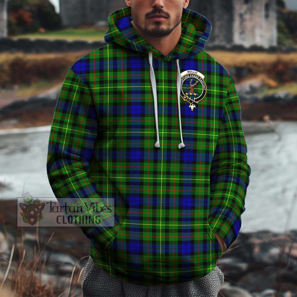 Rollo Modern Tartan Cotton Hoodie with Family Crest Pullover Hoodie XS - Tartan Vibes Clothing