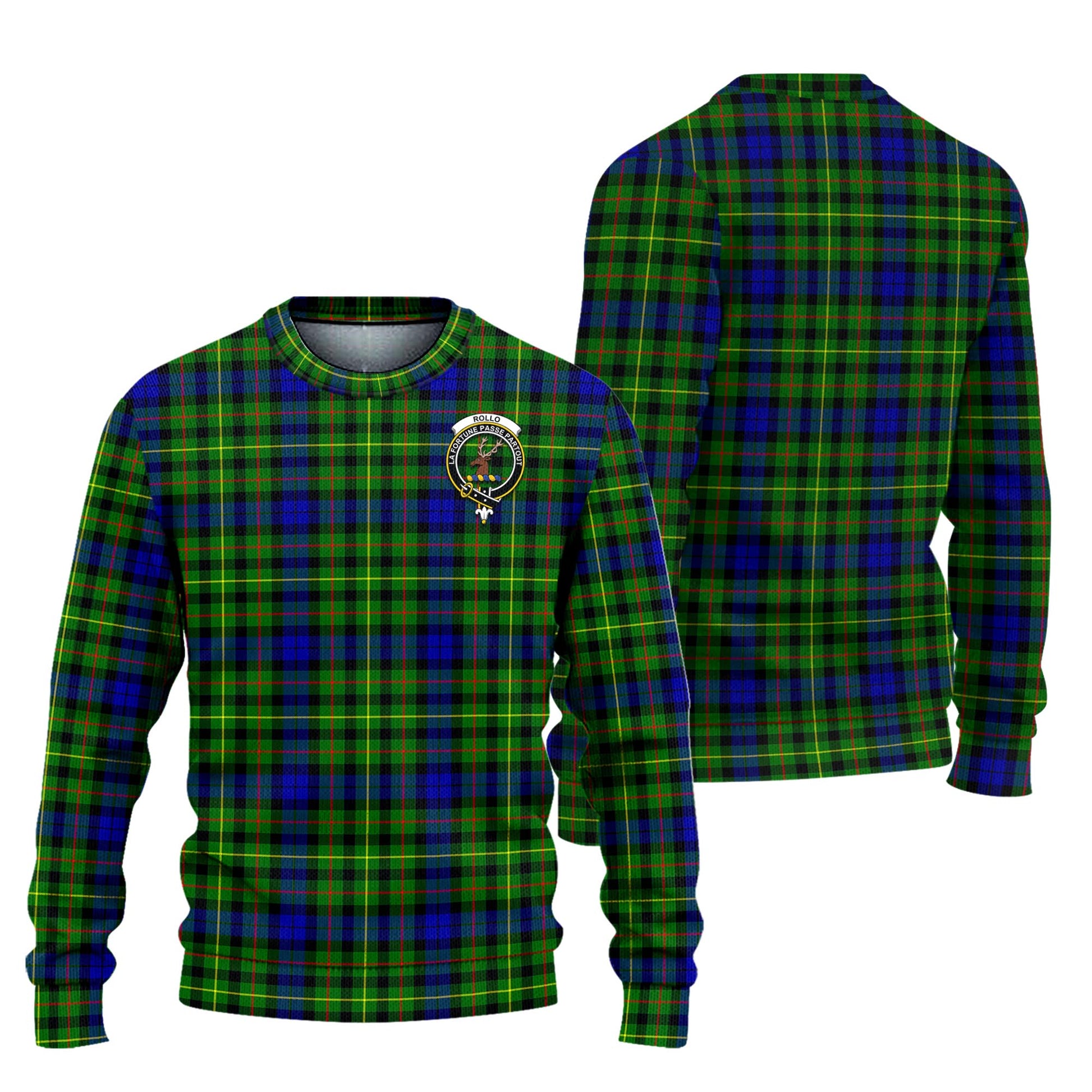 Rollo Modern Tartan Knitted Sweater with Family Crest Unisex - Tartanvibesclothing