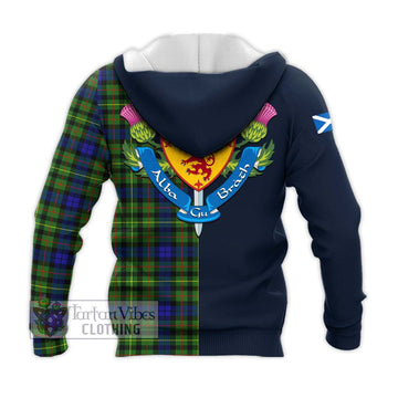 Rollo Modern Tartan Knitted Hoodie Alba with Scottish Lion Royal Arm Half Style