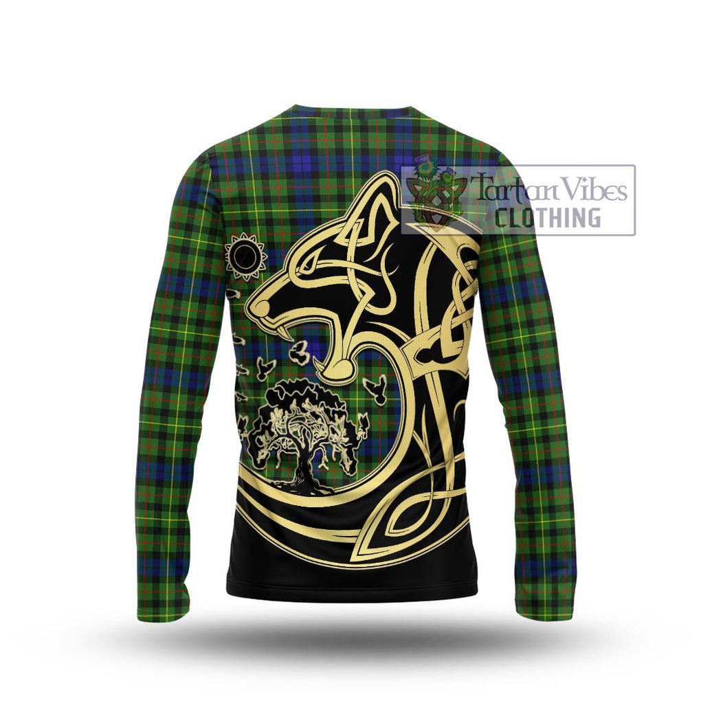 Rollo Modern Tartan Long Sleeve T-Shirt with Family Crest Celtic Wolf Style - Tartan Vibes Clothing