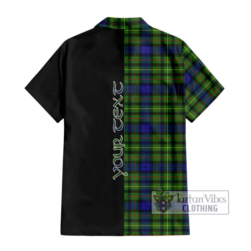 Rollo Modern Tartan Short Sleeve Button Shirt with Family Crest and Half Of Me Style - Tartanvibesclothing Shop