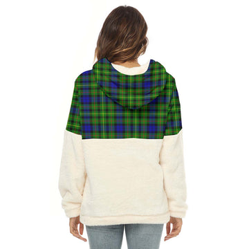 Rollo Modern Tartan Women's Borg Fleece Hoodie With Half Zip with Family Crest