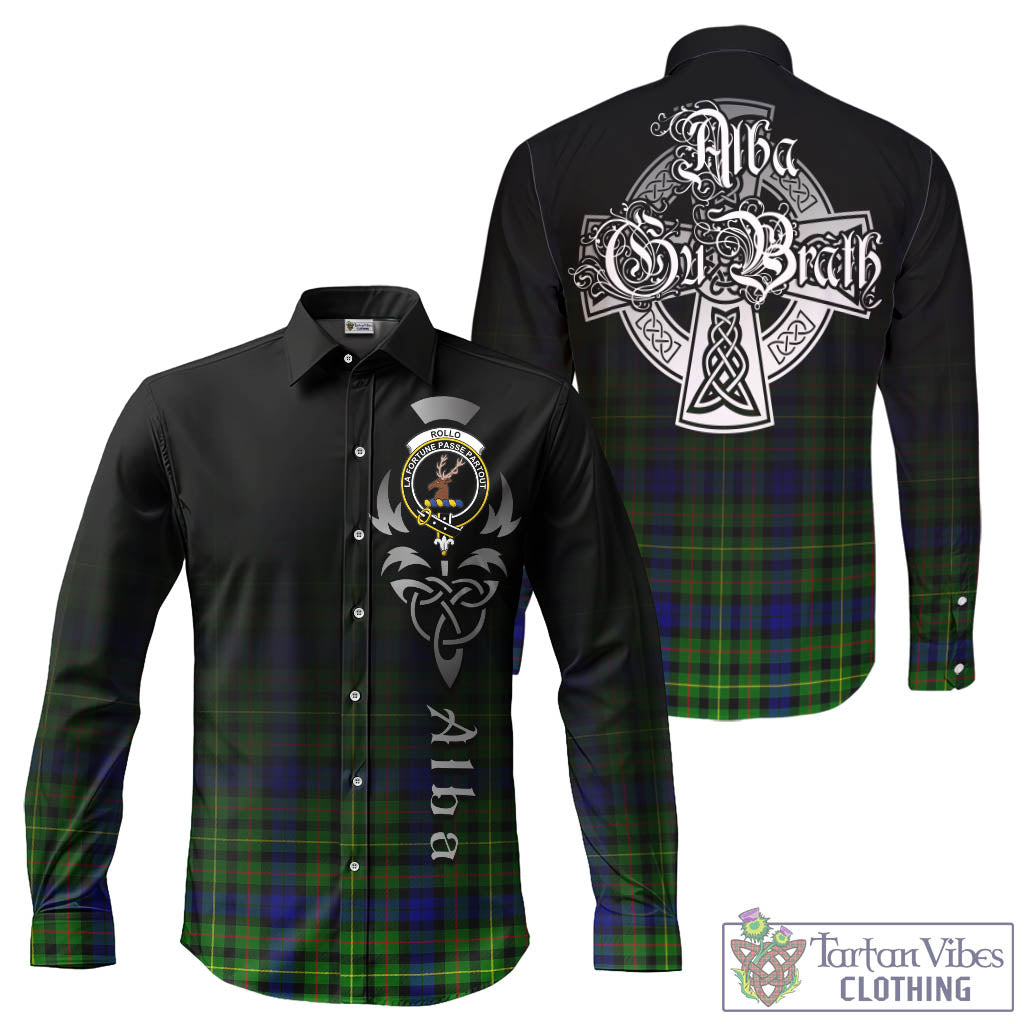 Tartan Vibes Clothing Rollo Modern Tartan Long Sleeve Button Up Featuring Alba Gu Brath Family Crest Celtic Inspired