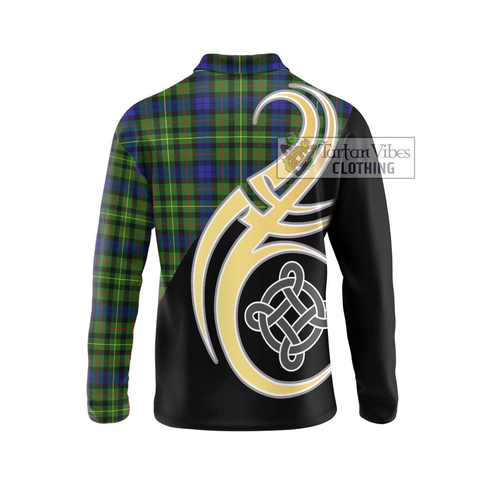 Rollo Modern Tartan Long Sleeve Polo Shirt with Family Crest and Celtic Symbol Style - Tartan Vibes Clothing