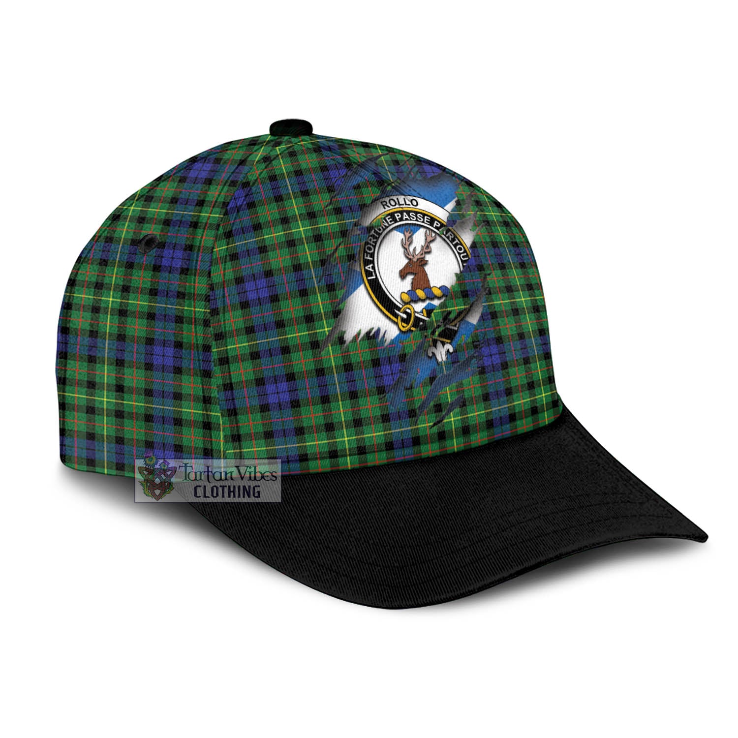 Tartan Vibes Clothing Rollo Modern Tartan Classic Cap with Family Crest In Me Style