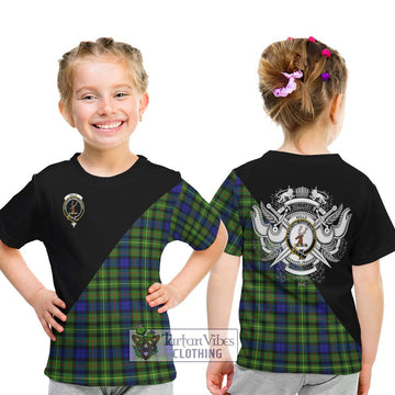 Rollo Modern Tartan Kid T-Shirt with Family Crest and Military Logo Style