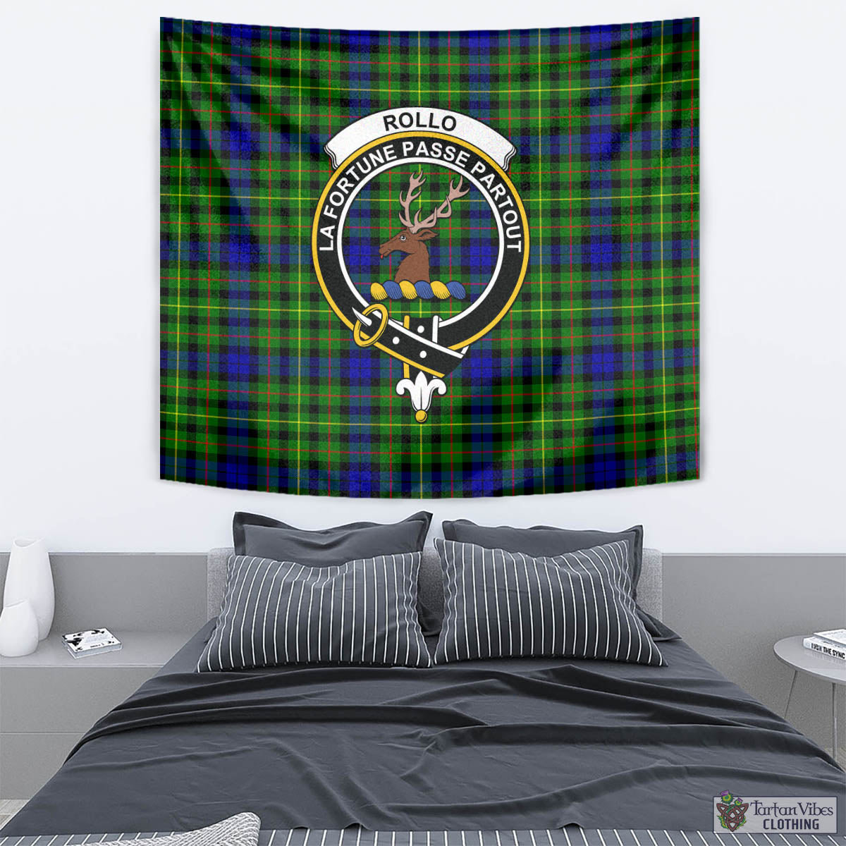 Tartan Vibes Clothing Rollo Modern Tartan Tapestry Wall Hanging and Home Decor for Room with Family Crest