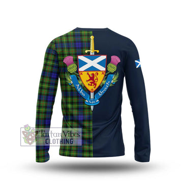 Rollo Modern Tartan Long Sleeve T-Shirt Alba with Scottish Lion Royal Arm Half Style