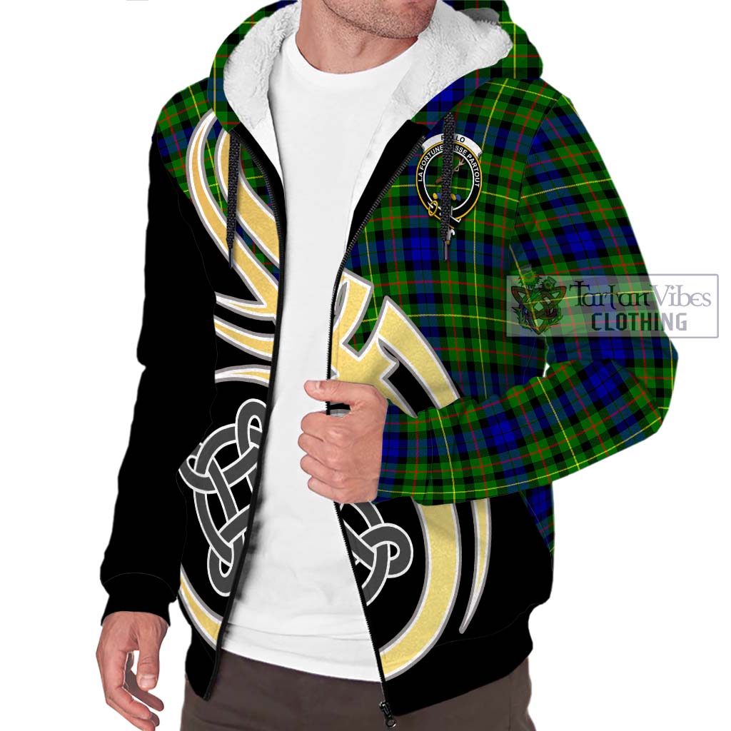 Rollo Modern Tartan Sherpa Hoodie with Family Crest and Celtic Symbol Style - Tartan Vibes Clothing