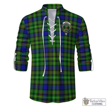 Rollo Modern Tartan Men's Scottish Traditional Jacobite Ghillie Kilt Shirt with Family Crest