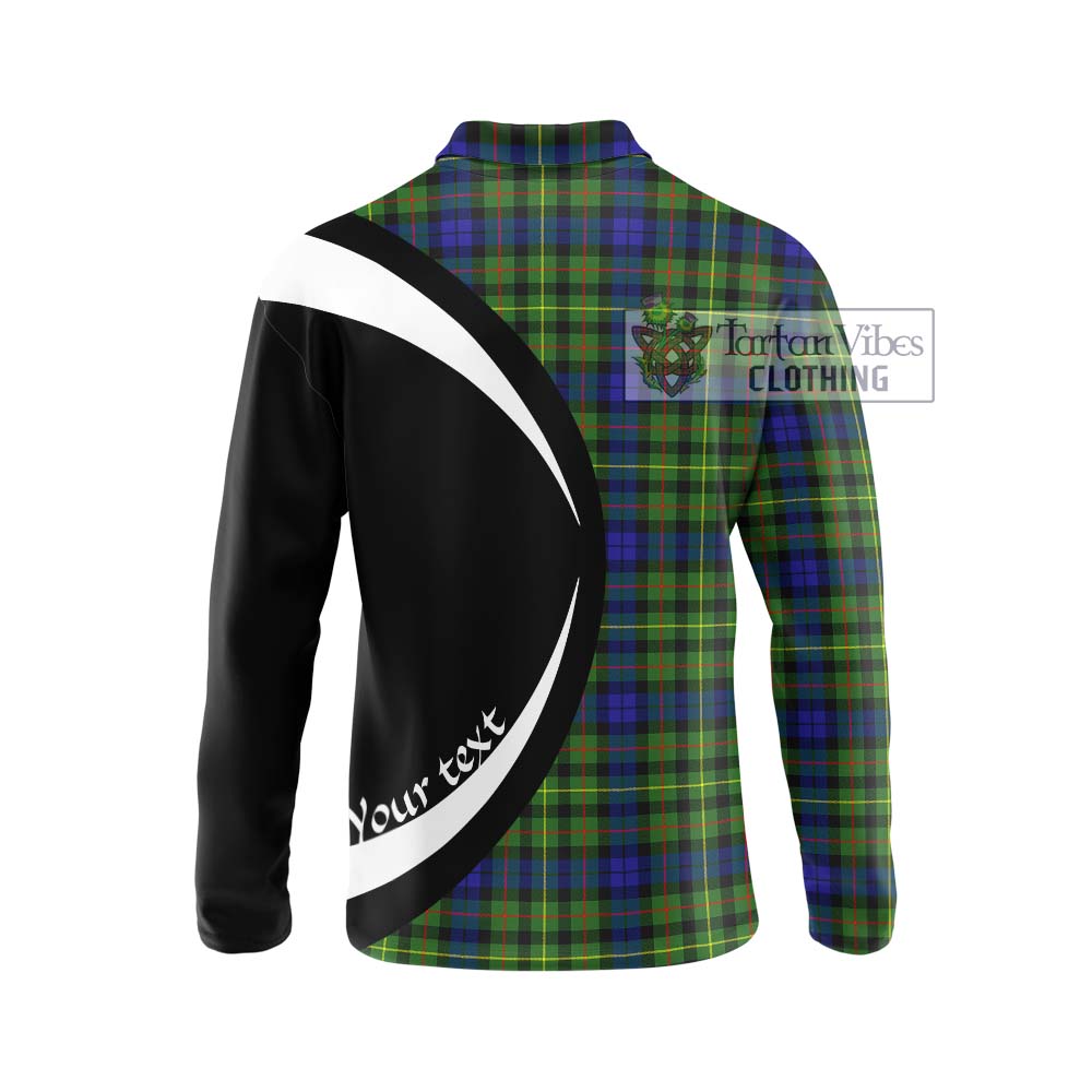 Rollo Modern Tartan Long Sleeve Polo Shirt with Family Crest Circle Style - Tartan Vibes Clothing