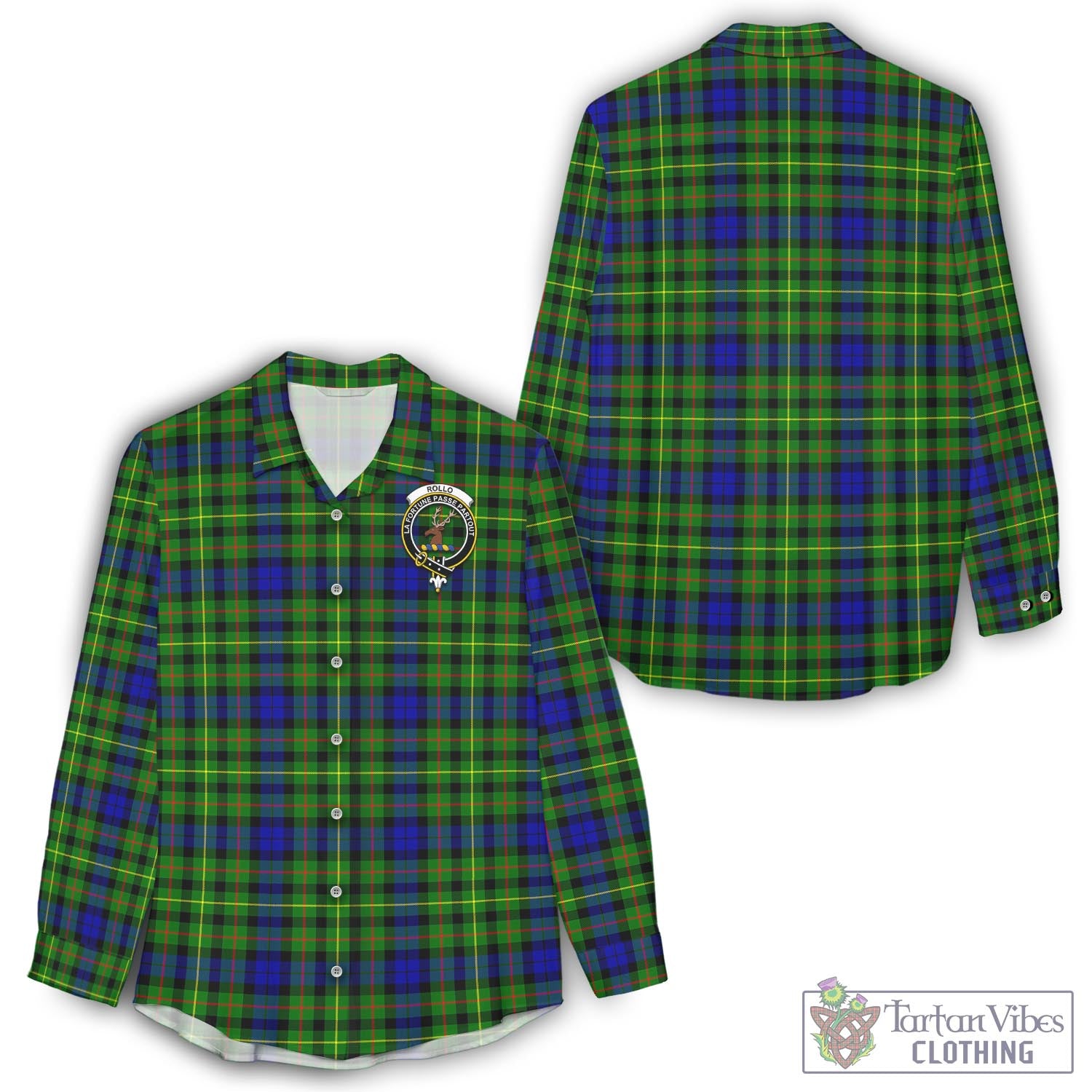 Tartan Vibes Clothing Rollo Modern Tartan Womens Casual Shirt with Family Crest