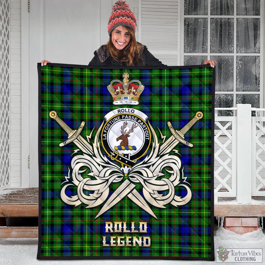 Tartan Vibes Clothing Rollo Modern Tartan Quilt with Clan Crest and the Golden Sword of Courageous Legacy