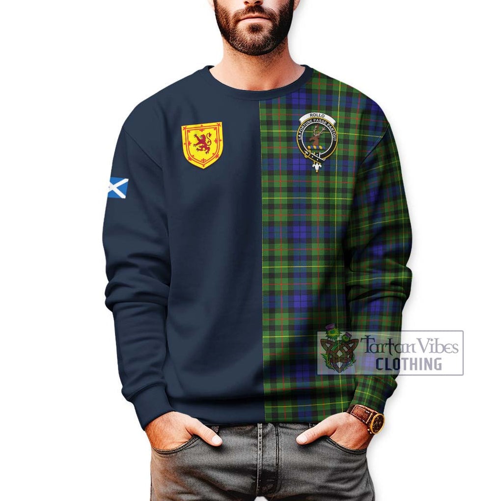 Tartan Vibes Clothing Rollo Modern Tartan Sweatshirt with Scottish Lion Royal Arm Half Style