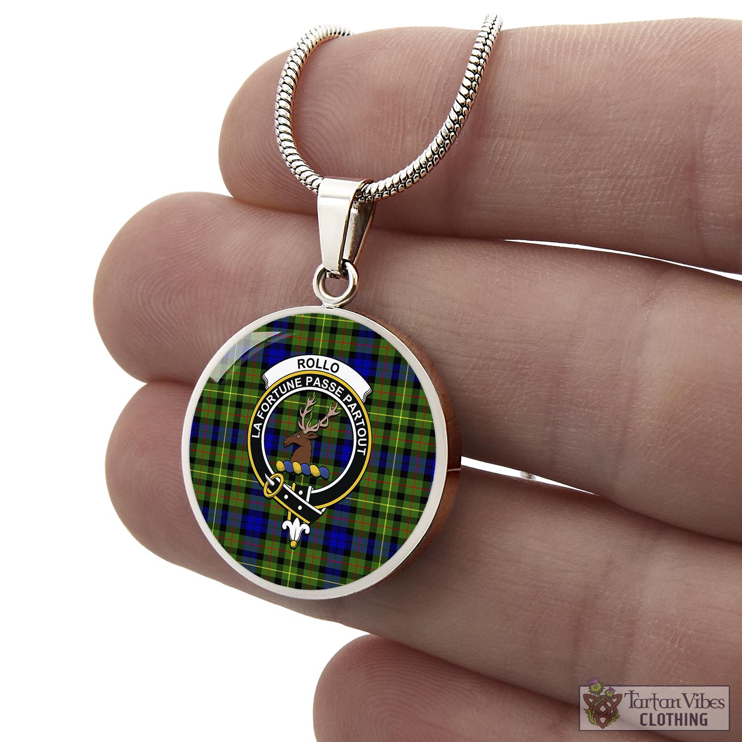 Tartan Vibes Clothing Rollo Modern Tartan Circle Necklace with Family Crest