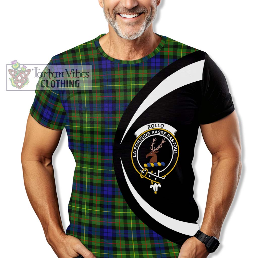 Tartan Vibes Clothing Rollo Modern Tartan T-Shirt with Family Crest Circle Style