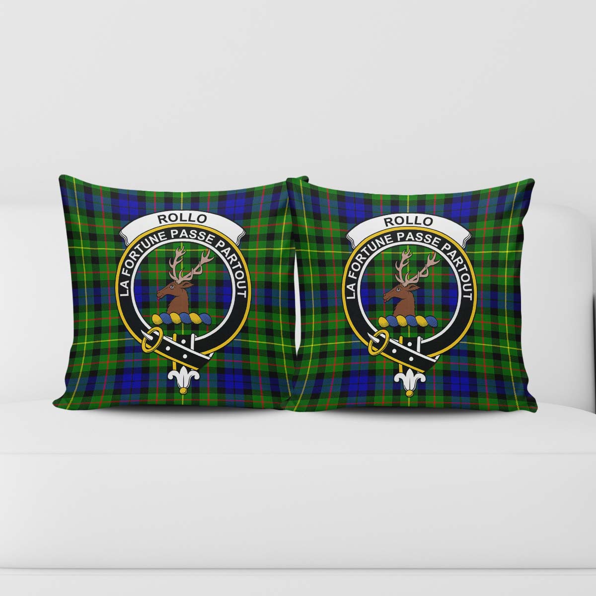 Rollo Modern Tartan Pillow Cover with Family Crest - Tartanvibesclothing