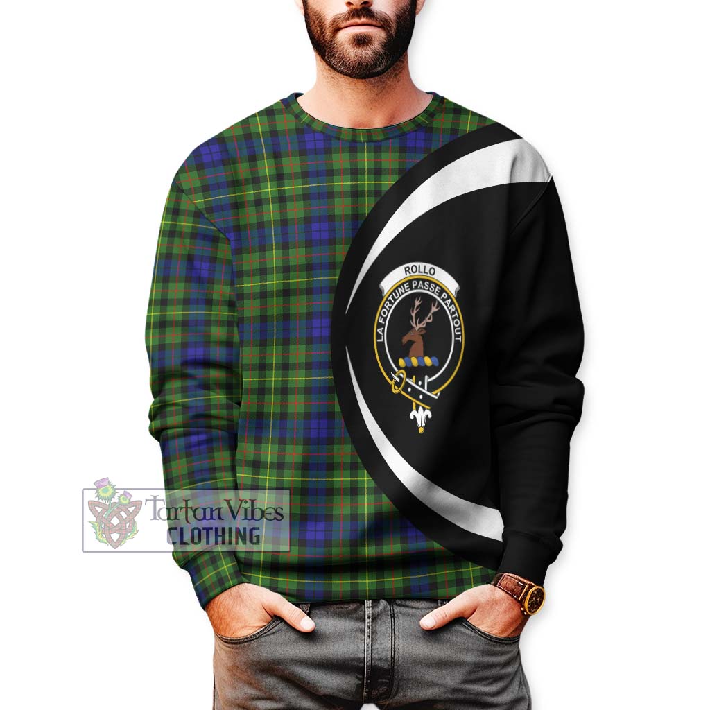 Rollo Modern Tartan Sweatshirt with Family Crest Circle Style - Tartan Vibes Clothing