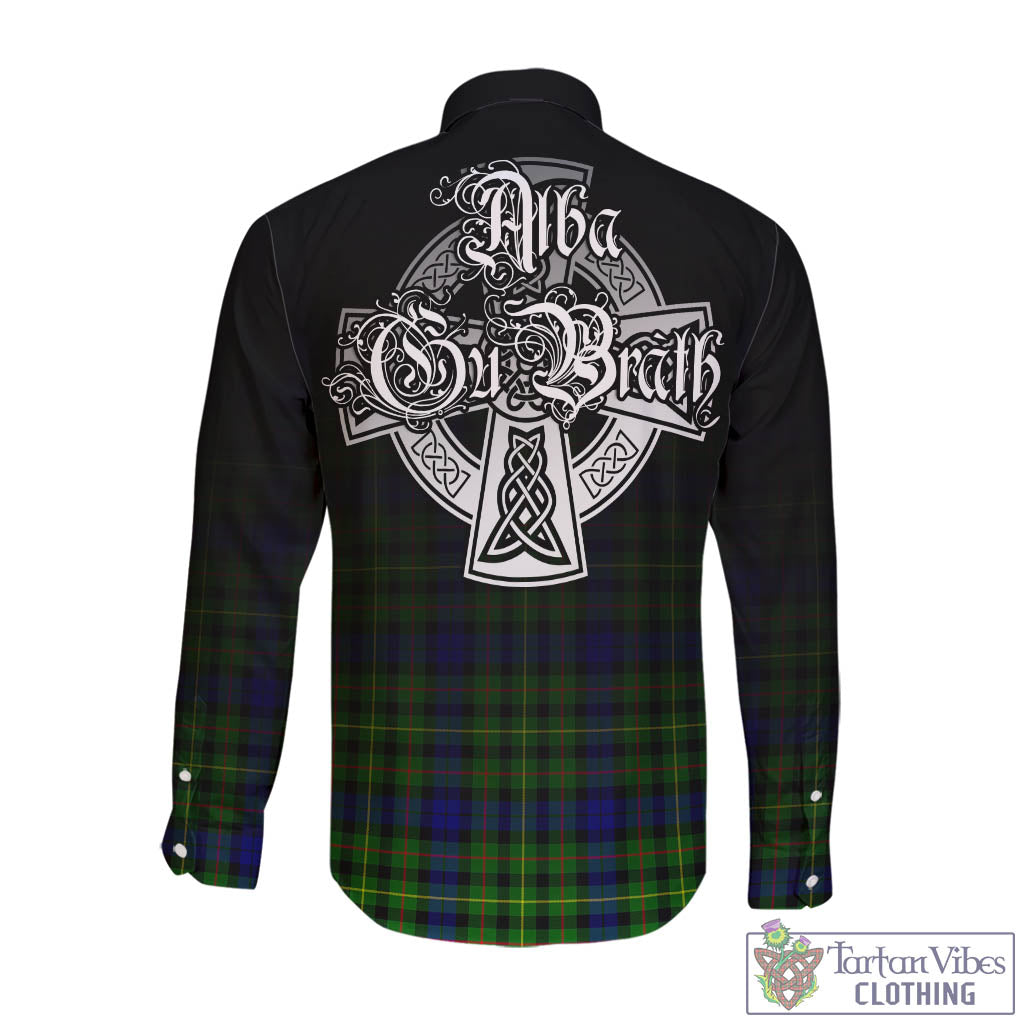 Tartan Vibes Clothing Rollo Modern Tartan Long Sleeve Button Up Featuring Alba Gu Brath Family Crest Celtic Inspired