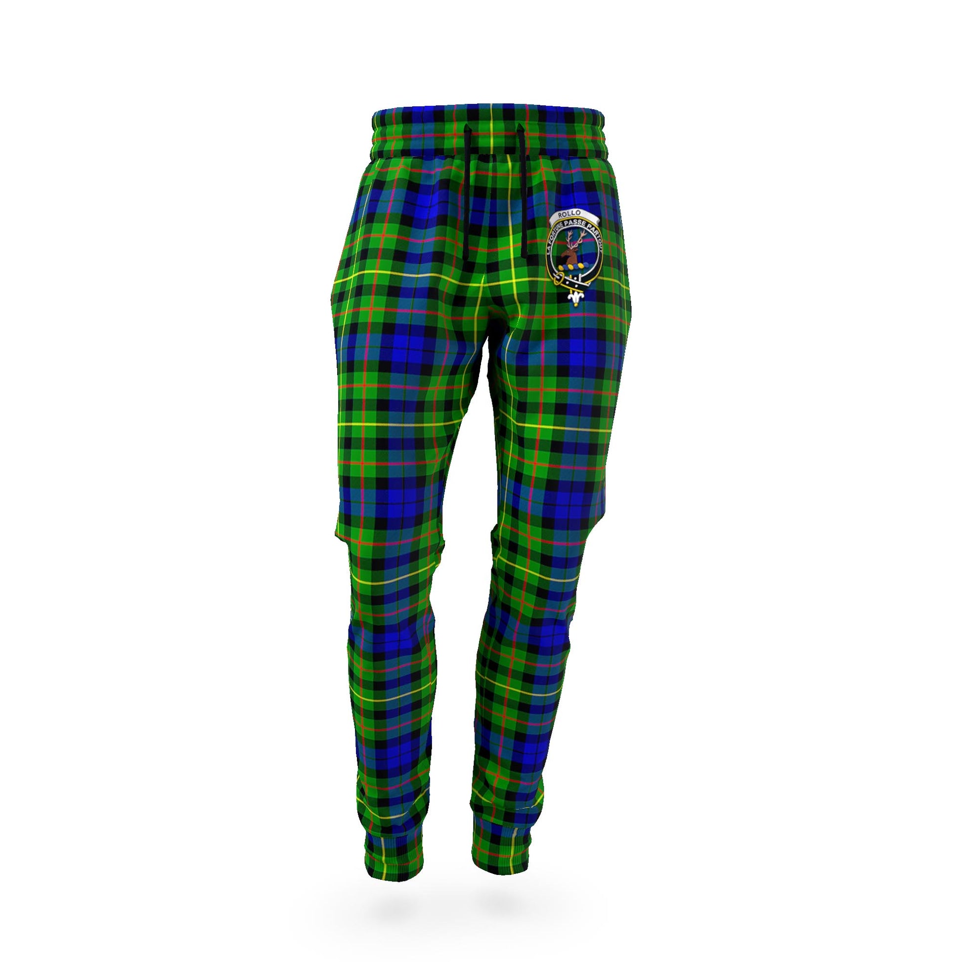 Rollo Modern Tartan Joggers Pants with Family Crest - Tartan Vibes Clothing