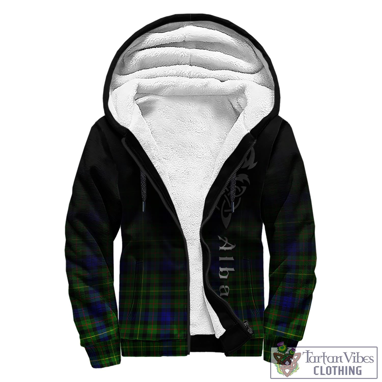 Tartan Vibes Clothing Rollo Modern Tartan Sherpa Hoodie Featuring Alba Gu Brath Family Crest Celtic Inspired