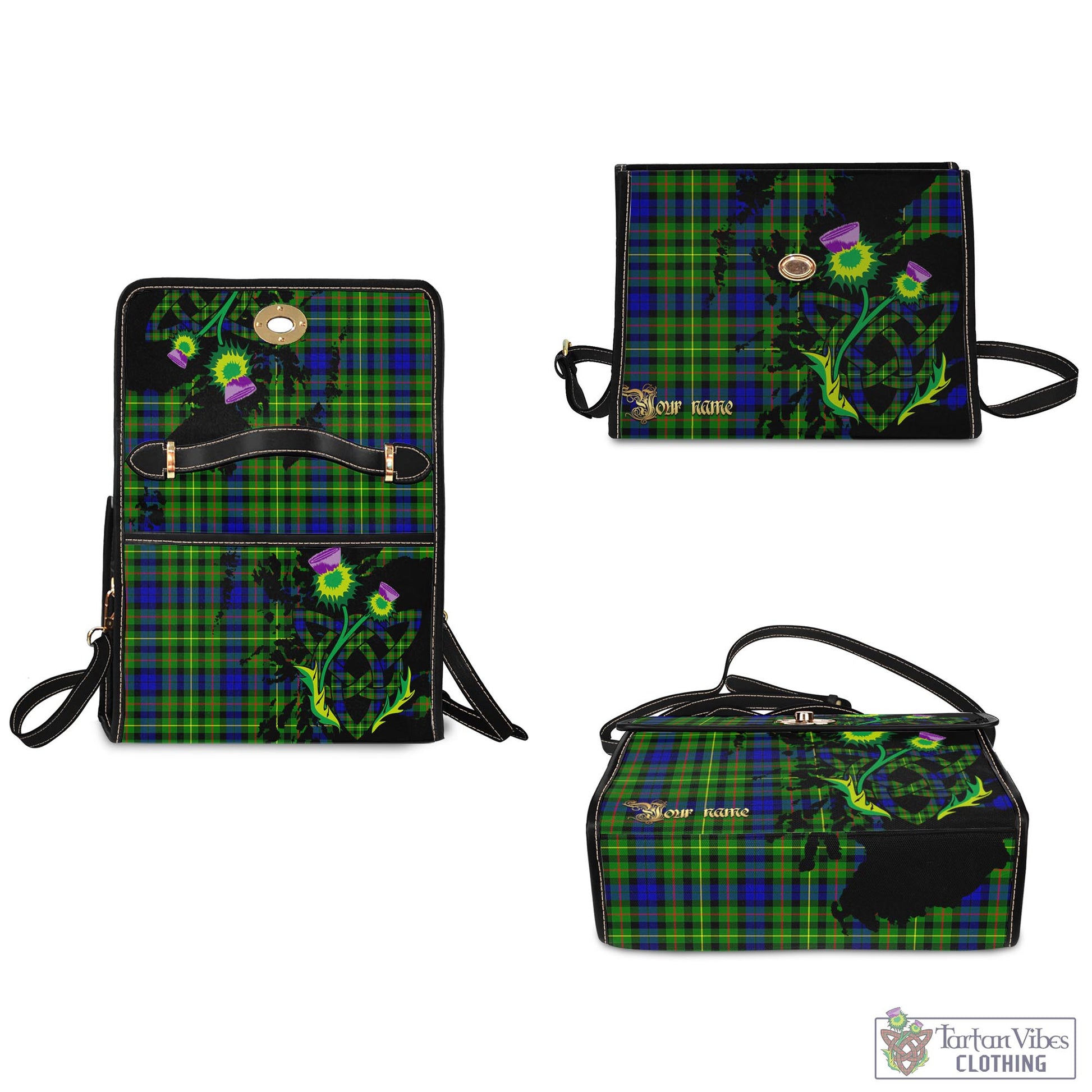 Tartan Vibes Clothing Rollo Modern Tartan Waterproof Canvas Bag with Scotland Map and Thistle Celtic Accents