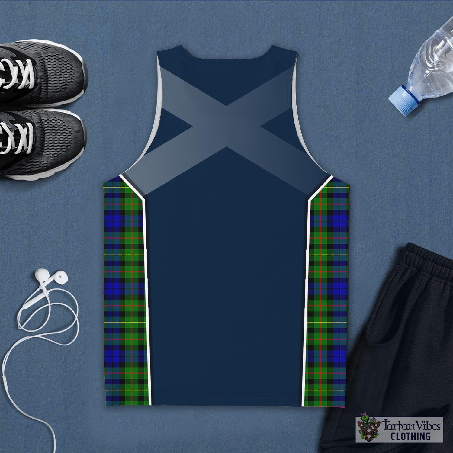 Tartan Vibes Clothing Rollo Modern Tartan Men's Tanks Top with Family Crest and Scottish Thistle Vibes Sport Style