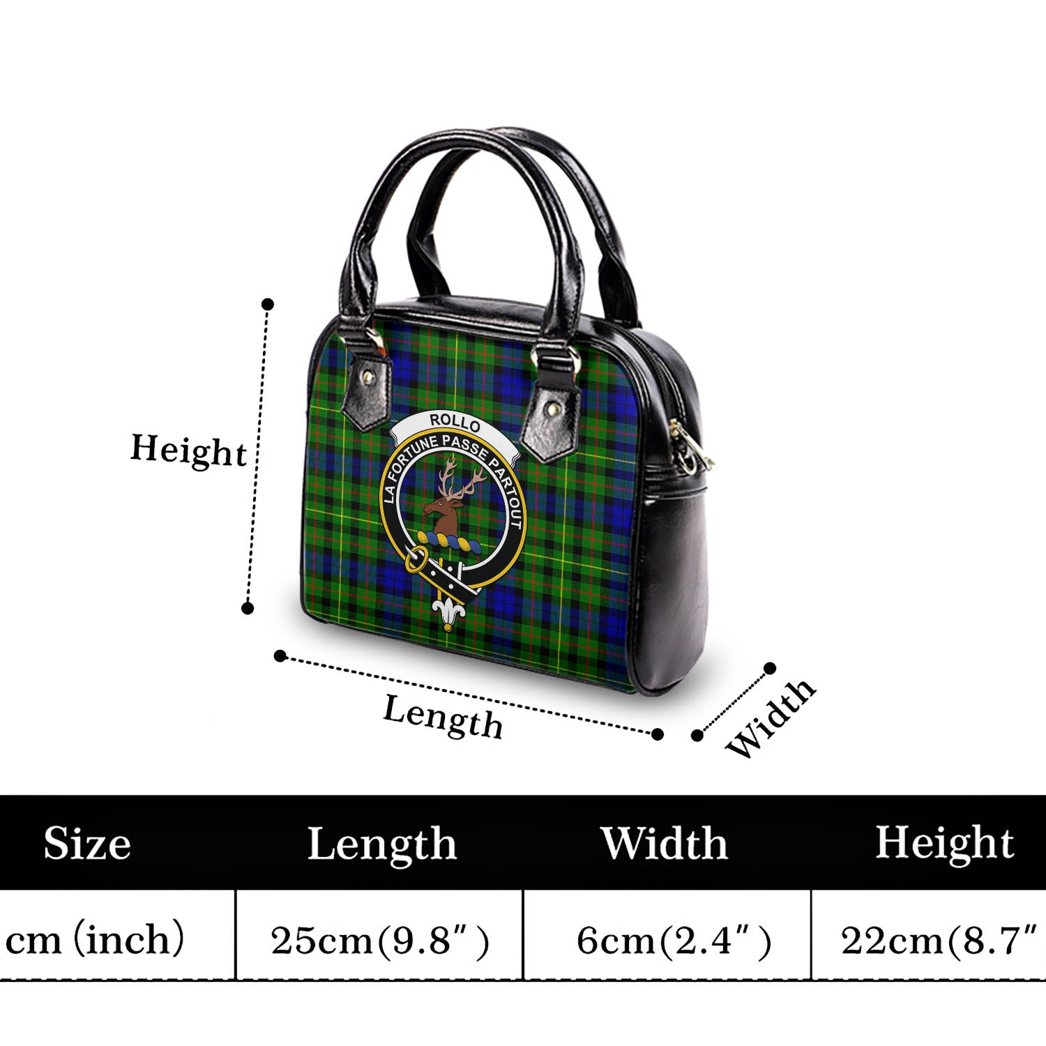 Rollo Modern Tartan Shoulder Handbags with Family Crest - Tartanvibesclothing