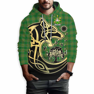 Rooney Irish Tartan Hoodie with Coat of Arms Celtic Wolf Style