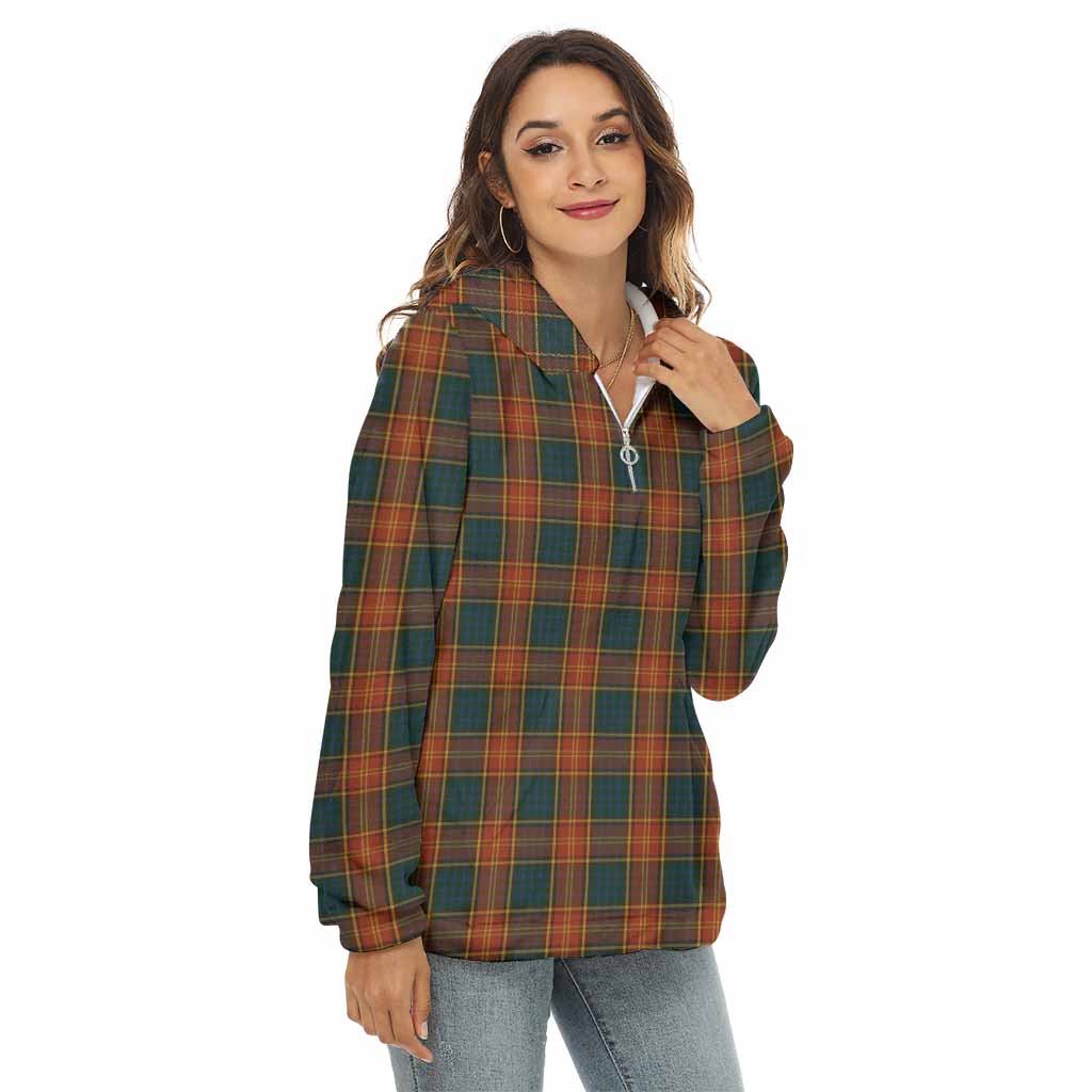 Tartan Vibes Clothing Roscommon County Ireland Tartan Women's Borg  Half Zip Fleece Hoodie