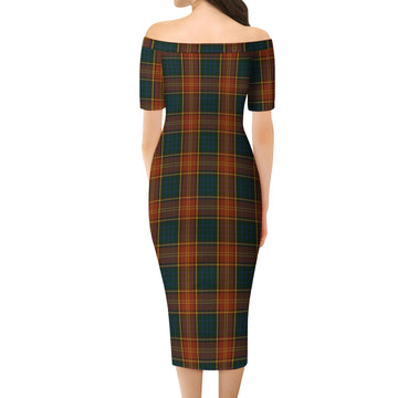 Roscommon County Ireland Tartan Off Shoulder Lady Dress