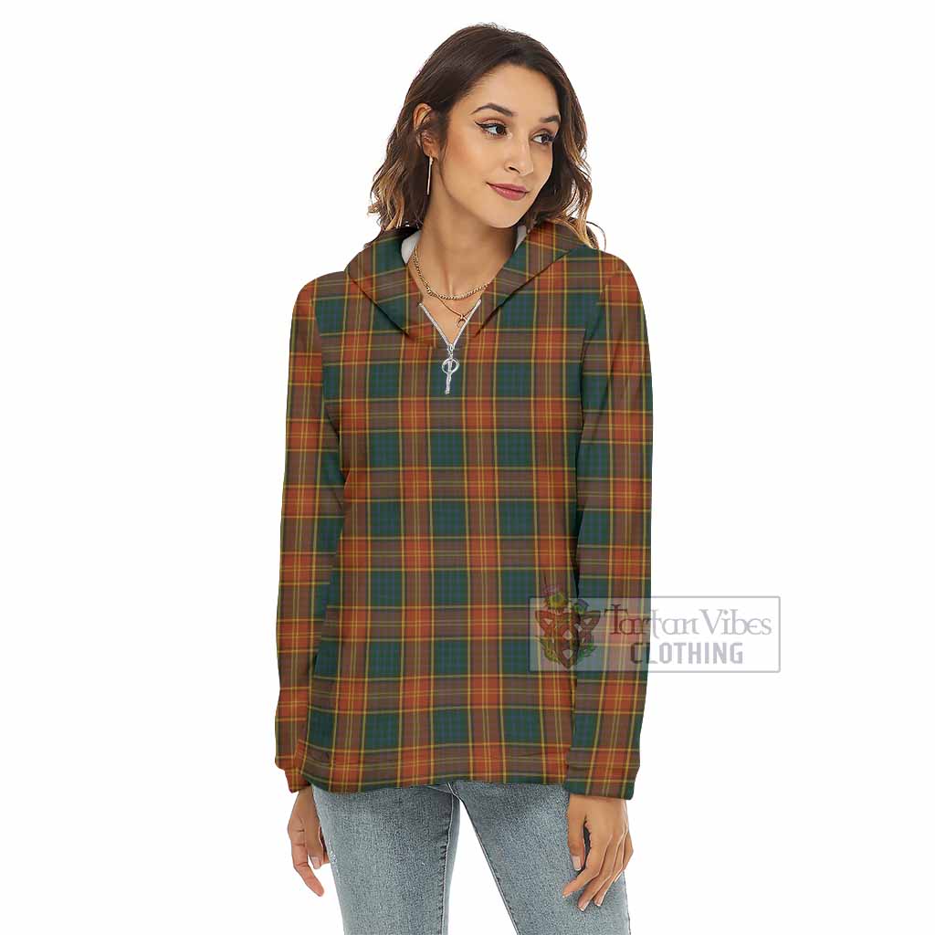 Tartan Vibes Clothing Roscommon County Ireland Tartan Women's Borg  Half Zip Fleece Hoodie